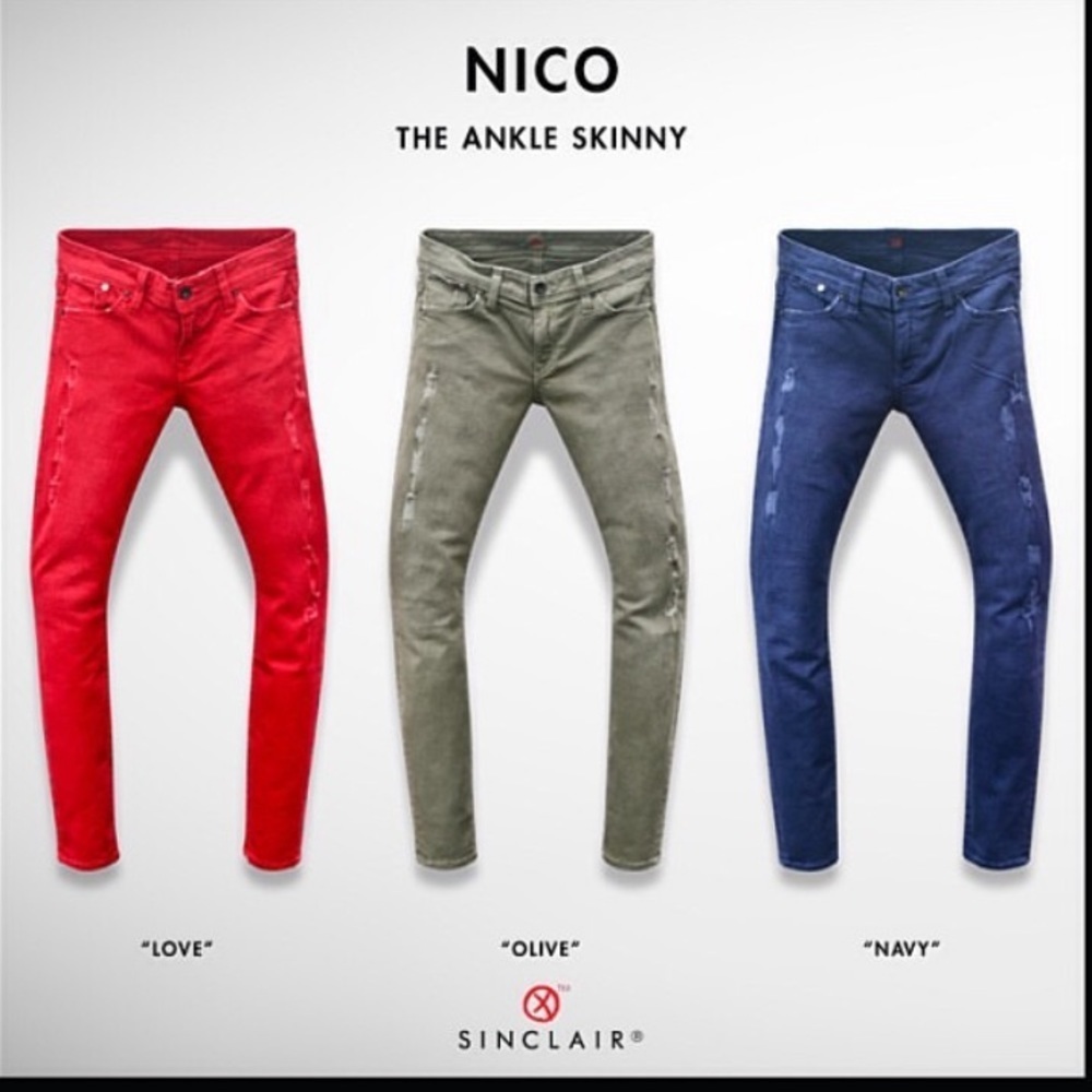 Sinclair Distressed Denim The Ankle Skinny In Olive